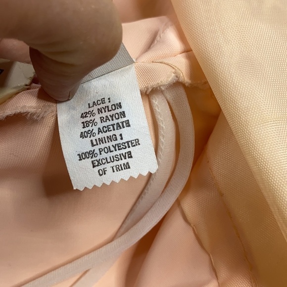 Vintage Alfred Angelo 60's Pink White Lace Long Sleeve High Neck Pioneer Dress - Picture 10 of 16